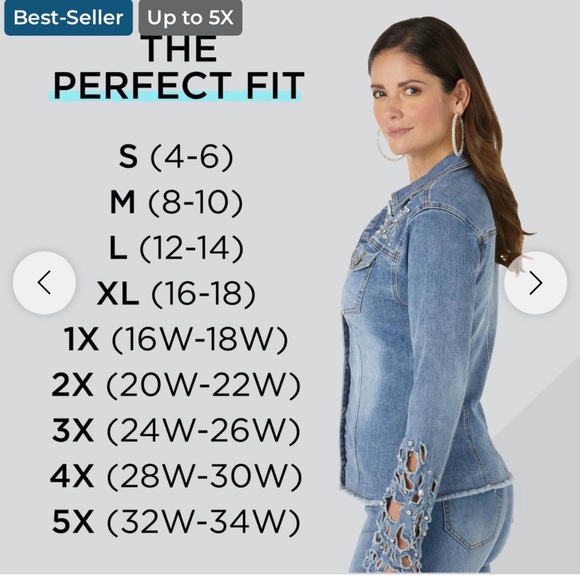 Masseys Modern Denim Jacket with Beautiful Laser Cutout Rhinestone Mix - Picture 6 of 6